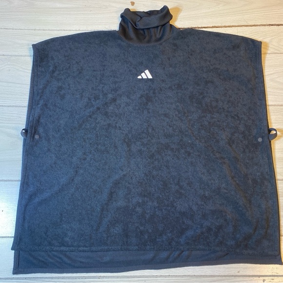 Adidas Black Monogram Women’s Basketball Poncho Jacket NWT Latge Turtle Neck - Picture 1 of 9